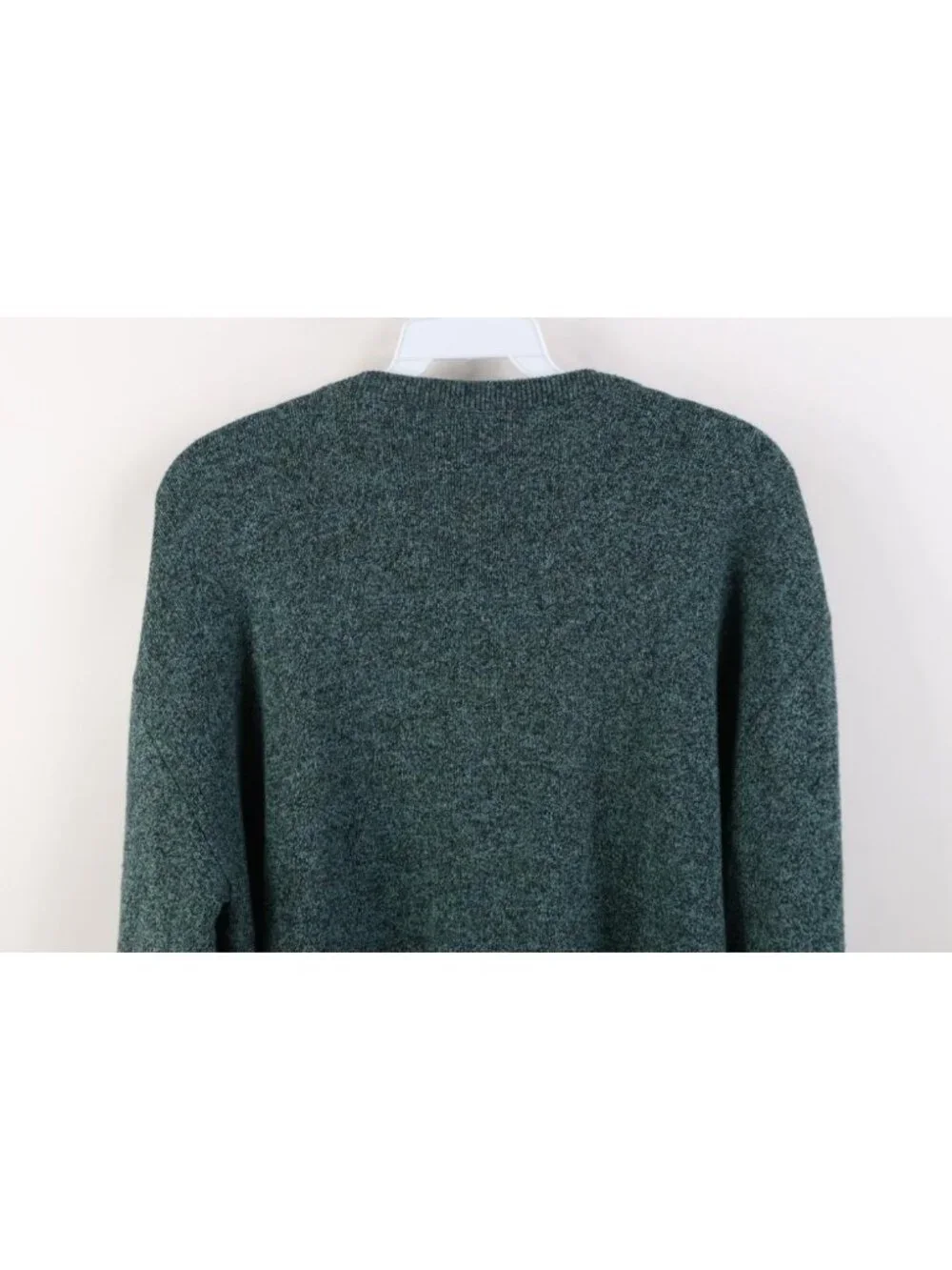 Vintage 70s Streetwear Mens Large Blank Knit V-Neck Sweater Heather Green USA